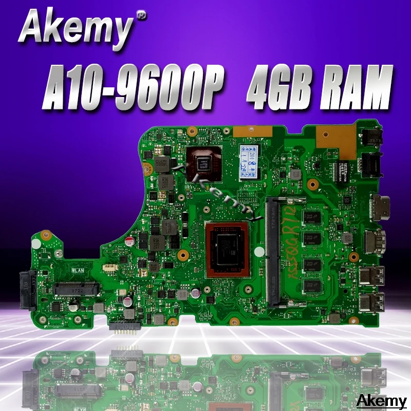 Yourui X555QG 4 Гб A10 9600P памяти материнская плата для For Asus X555Q A555Q ноутбук Тест все