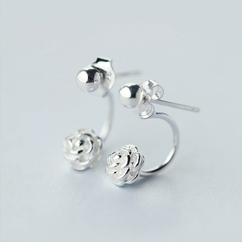 925 серьги корейские модные в виде роз для женщин|earrings earring|rose earrings925 earrings |