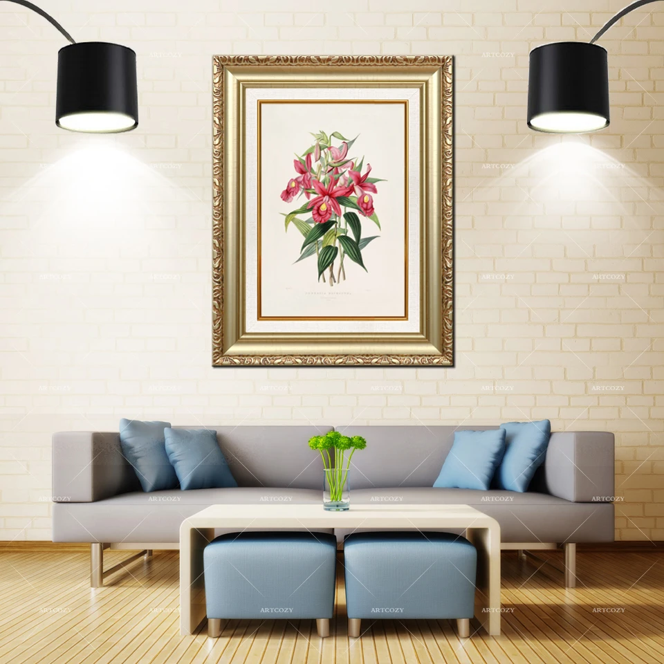 

Artcozy Golden Frame Abstract vintage botanical poster print Waterproof Canvas Painting
