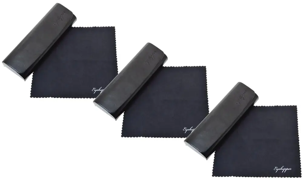 3 pcs Black R2 очечник для мужчин Wo для мужчин s металлический футляр для очков с микрофиброй для чистки мягкой тканью - Цвет: 3 pcs Black