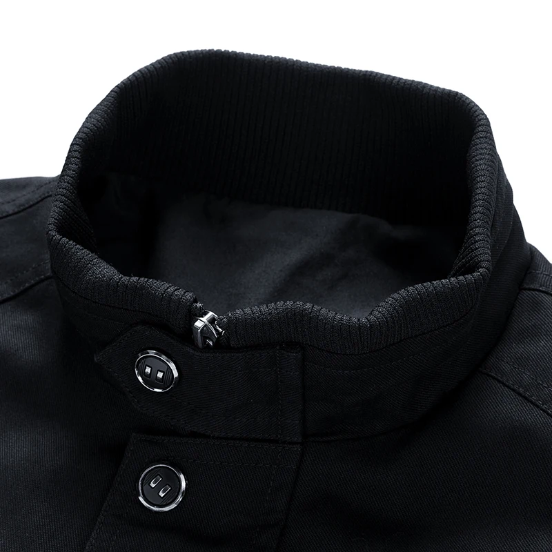

Loldeal Men's Cotton Stand Collar Lightweight Front Zip Jacket Military Streetwear Trend Overcoat Trending Casual Coat