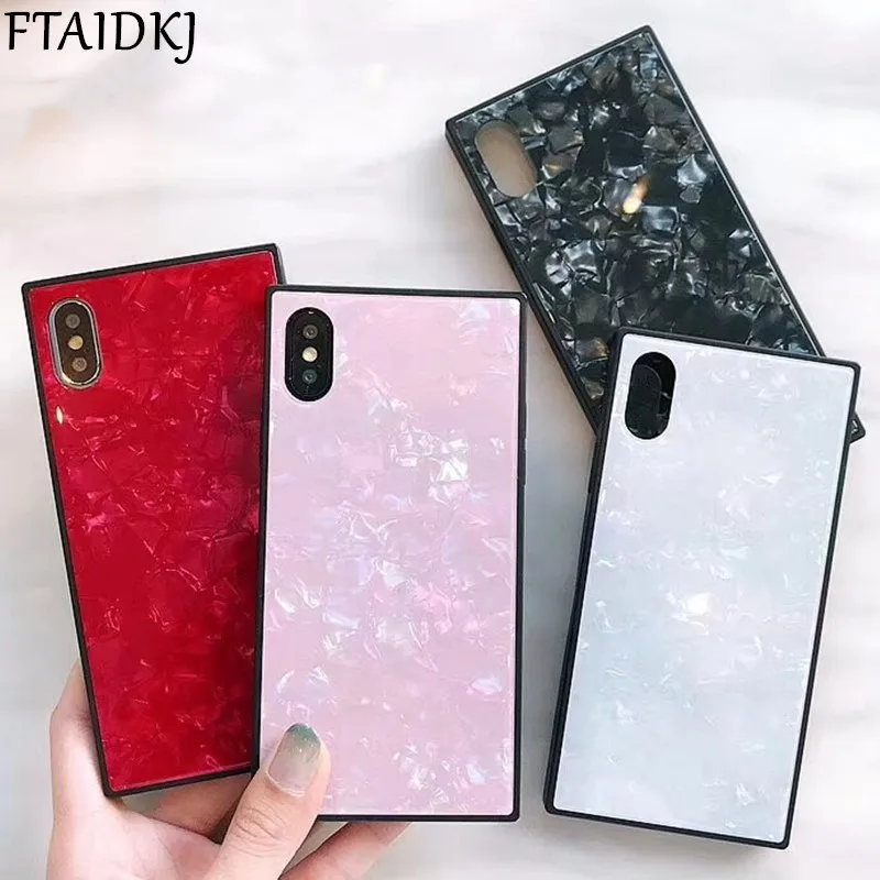 Роскошный глянцевый чехол с квадратным стеклом для iPhone 11 Pro XS Max XR X 10 задняя крышка