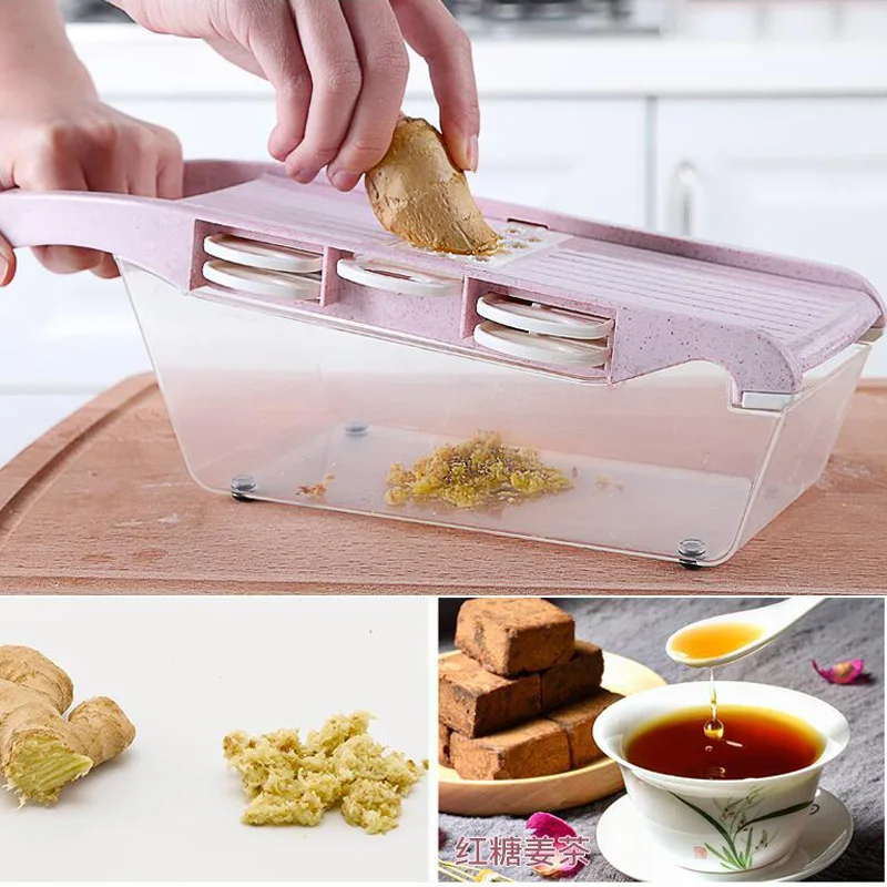 Multifunction Slicer Vegetable Cutter with Stainless Steel Blade Manual Potato Peeler Carrot Cheese Grater Dicer Kitchen Tool | Дом и сад