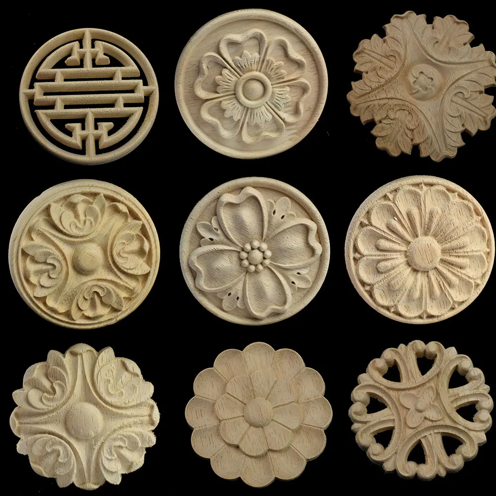 

Wood Carved Long Onlay Applique Unpainted Flower Walls Cabinets Door Vintage Home Decor Type Kawaii Craft Woodcarving Decal