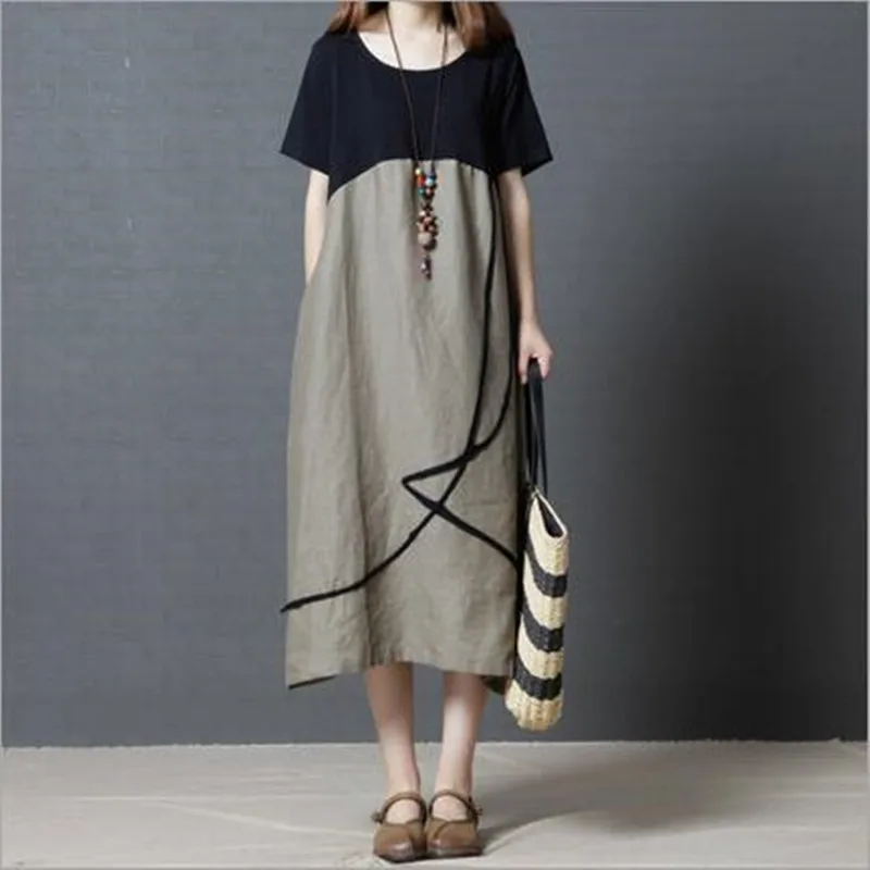Фото ilstile 2018 Mori Girls Style Women Short Sleeve Patchwork Long Dress Summer Casual Loose Cotton Linen Oversized Sundress Женская ilstile 2018 Mori Girls Style Women Short Sleeve Patchwork Long Dress Summer Casual Loose Cotton Linen Oversized Sundress Женская