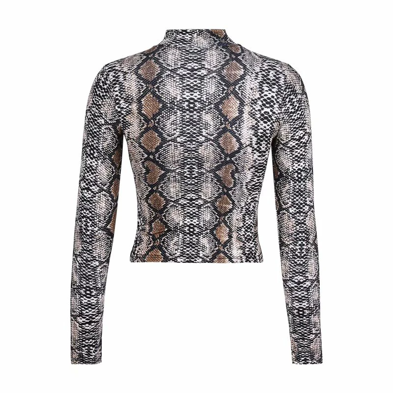 Водолазка Для женщин High Street Wear Leopard и со змеиным принтом с коротким длинным