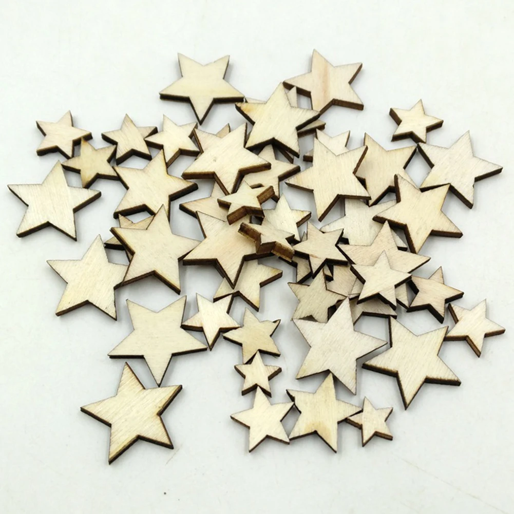 

Handmade Ornaments Buttons Scrapbooking Size Mixing Light Weight Supplies Graffiti Gifts Wooden Stars DIY Crafts Embellishments
