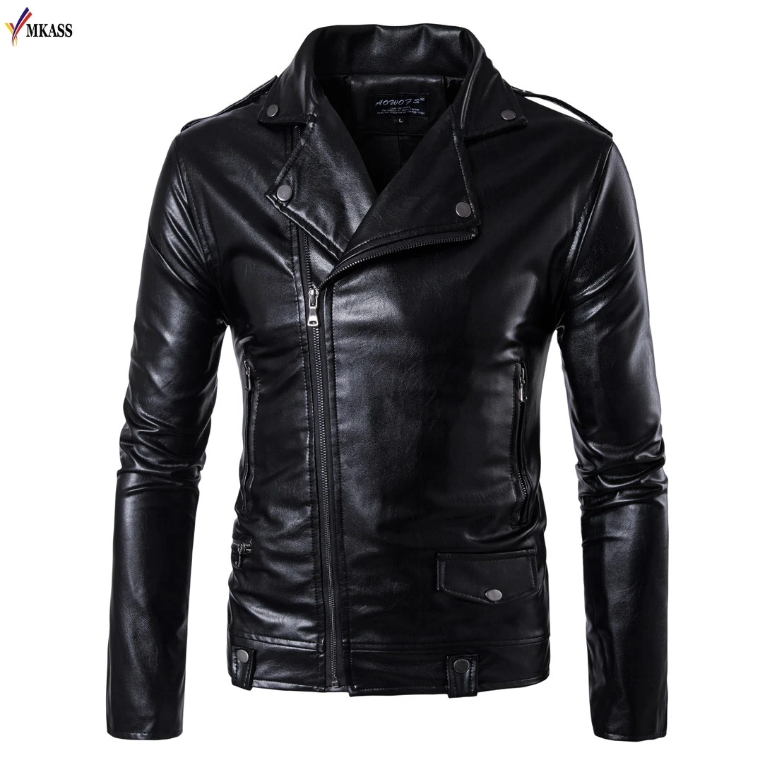 

2018 Men's Leather Jackets Black Motorcycle Leather Jacket For Men Faux Leather Coats Turn Down Collar PU Jackets Overcoats 5XL