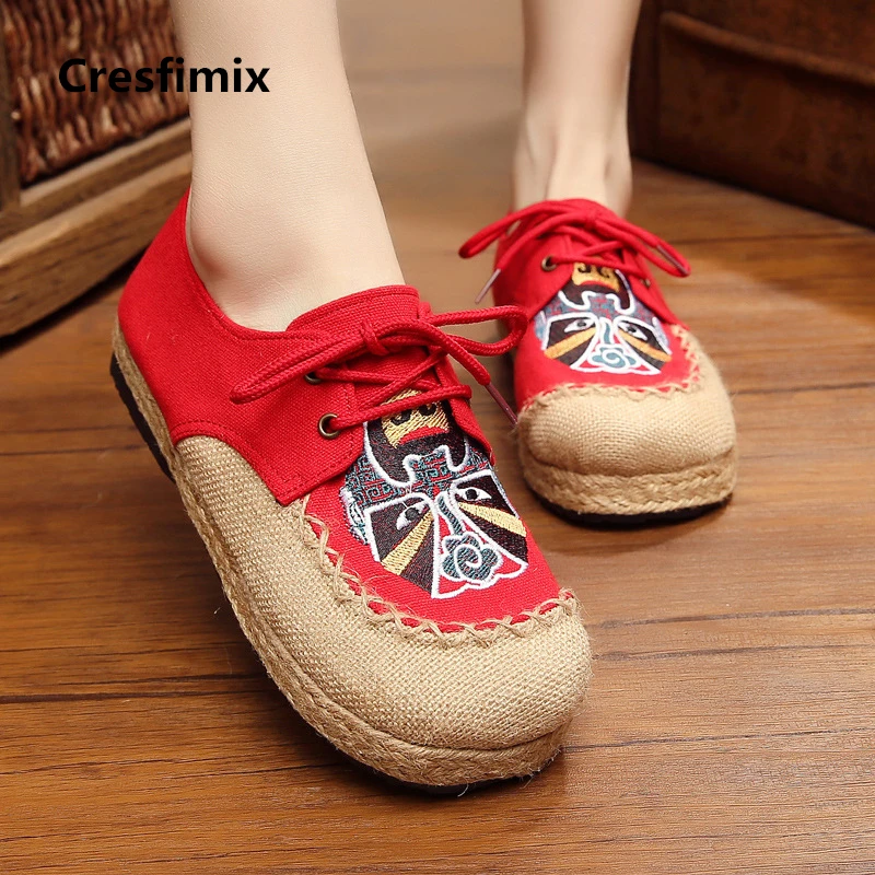 

Cresfimix zapatos de mujer women cute comfortable plus size hemp shoes female cool flat platform shoes anti skid shoes a2157