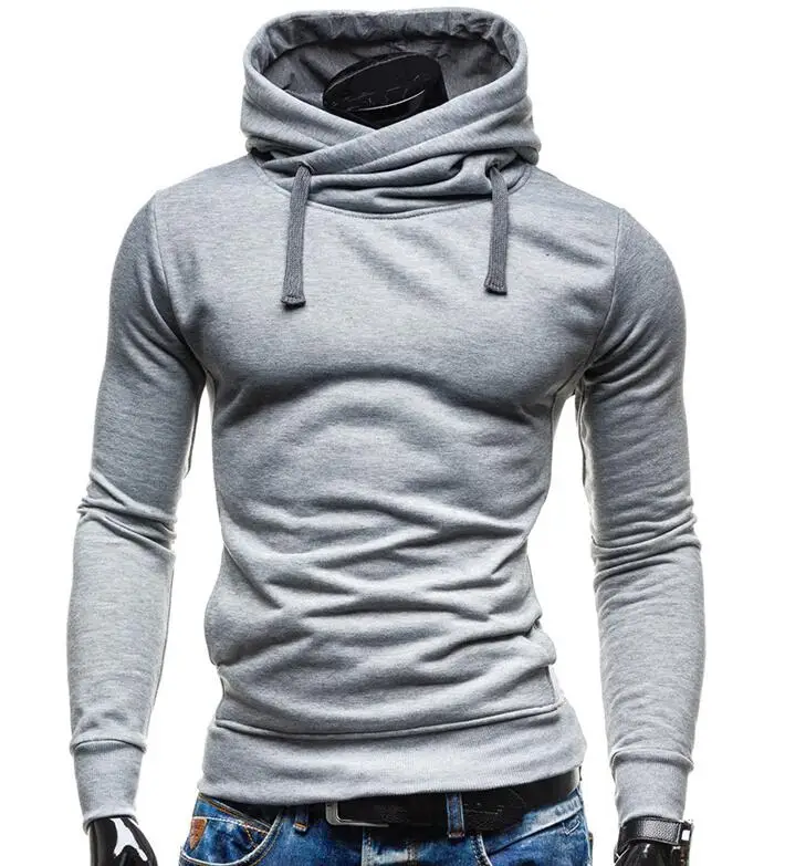 gray Мужские толстовки, Sudaderas Hombre, хип-хоп, Мужская брендовая однотонная водолазка, пуловер, толстовка, толстовка, приталенная мужская Толстовка - Цвет: gray