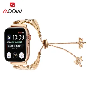 Ювелирный металлический ремешок для Apple Watch 40 мм 44 мм 38 мм 42 мм стрекоза кулон Стразы браслет ремешок для iWatch 1 2 3 4