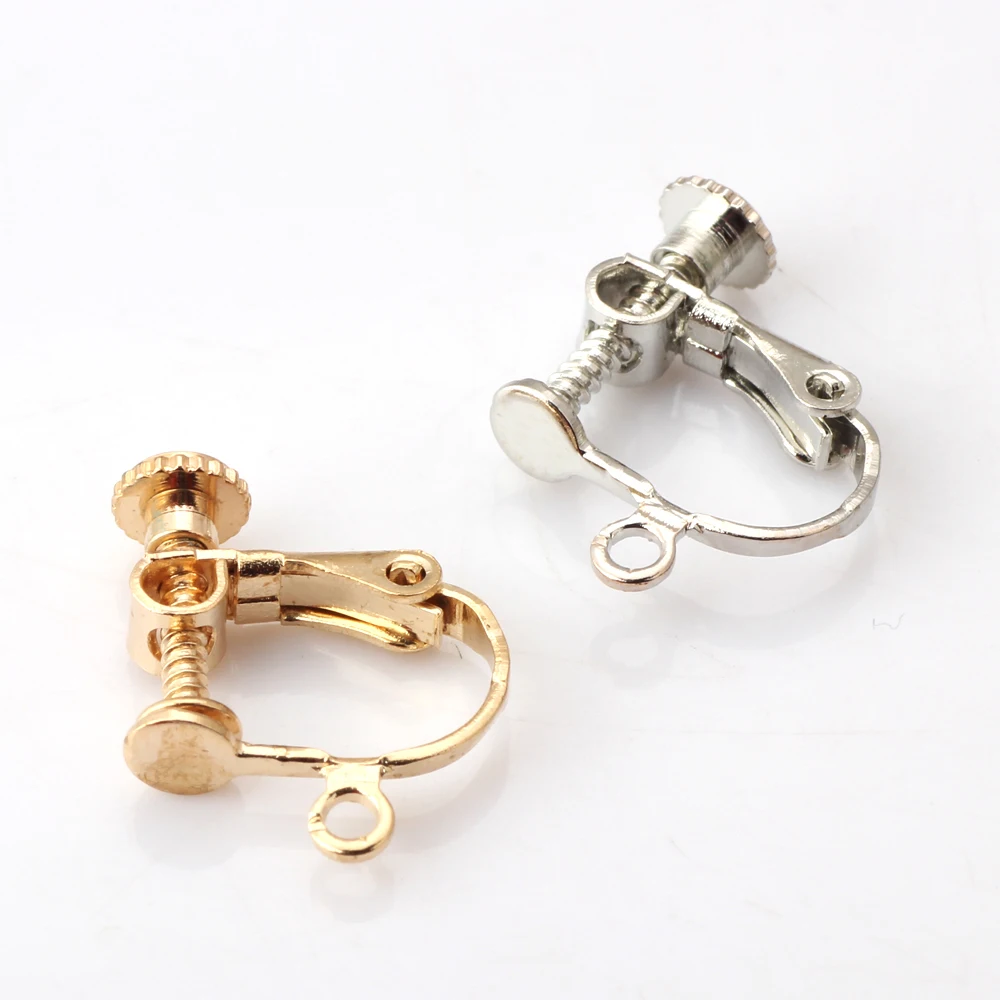 

OlingArt 16PCS/lot 14mm Material copper threaded ear clip KC gold/Rhodium plating DIY earring Jewelry making