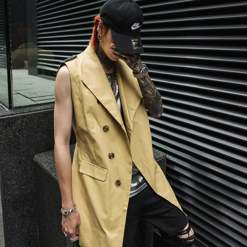 Men's Vest 2019 Fashionable Casual Punk Style Solid Single Breasted Night Club Evening Derss Costume Waistcoat Male | Мужская одежда