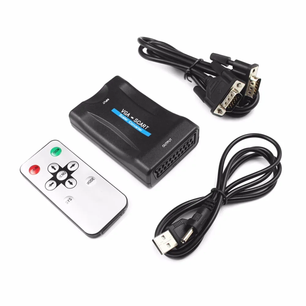 Pro DC 5 в VGA к Scart видео конвертер коммутатор масштабирующего устройства Overscan Underscan