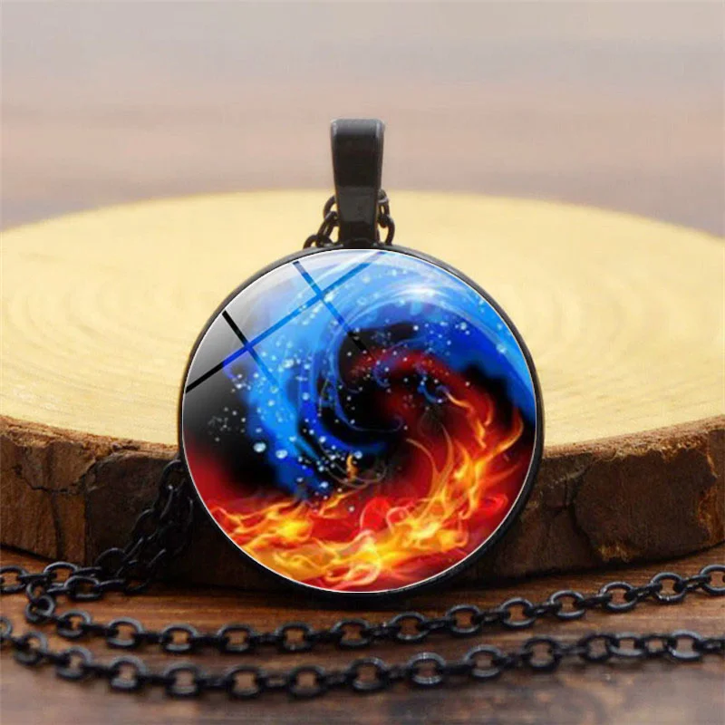 Китайская традиция ожерелье для Тай-Чи черный белый Инь Янь Бага Хрустальное