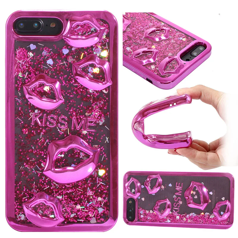 Nephy Bling Sexy Kiss Quicksand Case For iPhone 6 6s 7 8 Plus 5 5s se X Samsung Galaxy S7 Edge S8 S9 Soft Cover |
