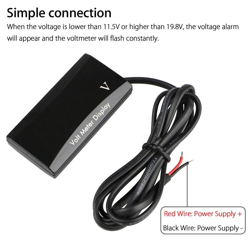 12V Цифровой светодиодный дисплей Панель вольтметр автомобильный Мотоцикл