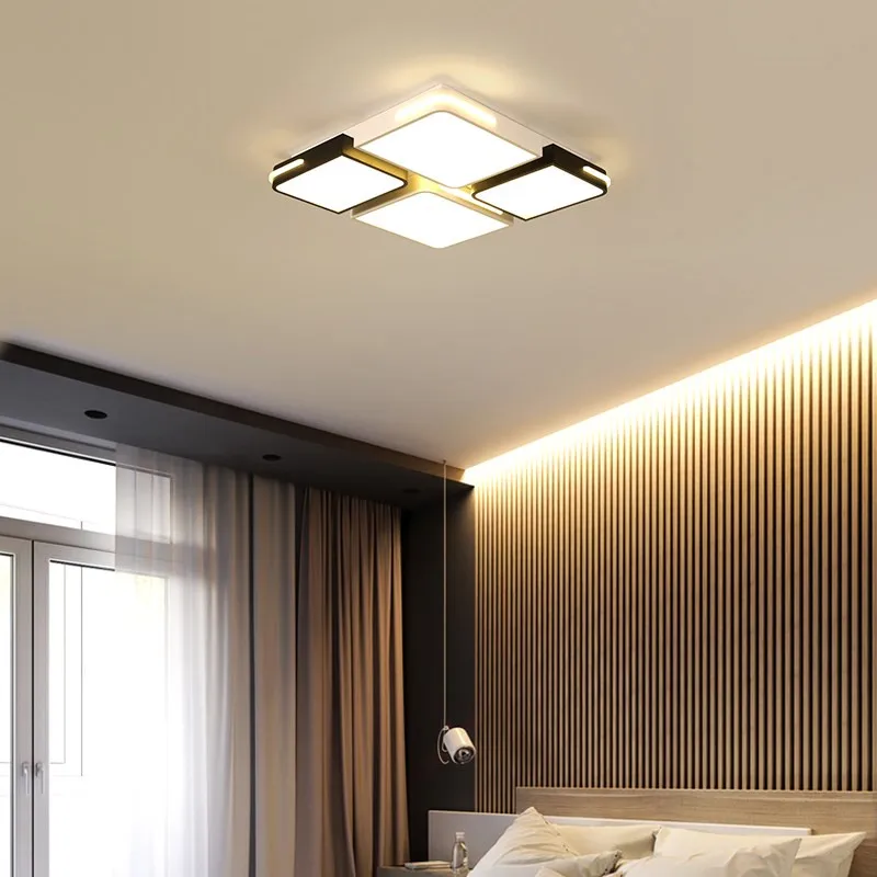 

Modern Iron Black White Color Led Square Rectangular 110V 220V Ceiling Bed Room Lights Geometry Lamp For Home Bedroom Lighting