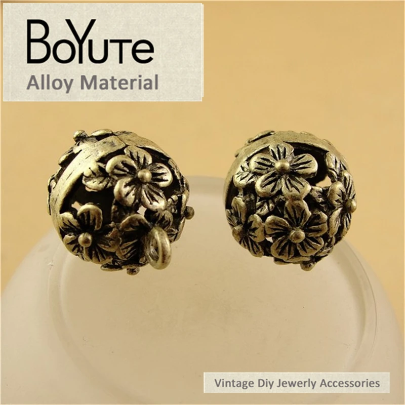 

BoYuTe (10 шт./лот) 15 мм античный бронзовый металлический цветок полый шар подвески Diy ювелирные аксессуары фурнитура