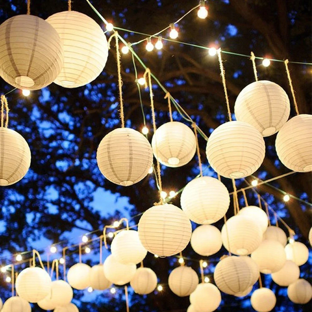 Белая Круглая Бумажная фонарь 10 дюймов китайская бумага висячие декоративный