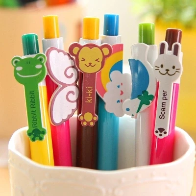 30pcs Cute animal cartoon pen Students writing rainbow ballpoint pens modelling prize about 14cm length free shipping