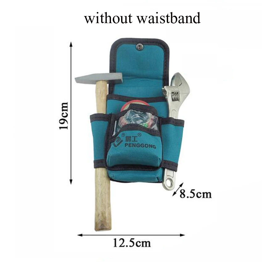 without waistband 1 шт. многофункциональная сумка для ремонта карманная сумка для инструментов водонепроницаемая ткань Оксфорд набор инструментов карманы поясной ремень для электрика - Цвет: without waistband