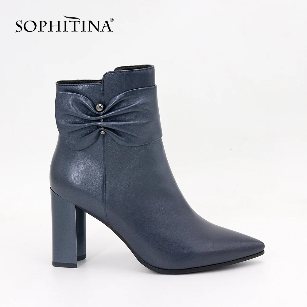 Женские ботильоны на молнии SOPHITINA элегантные ботинки из натуральной кожи с