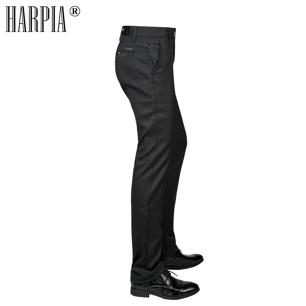 HARPIA Spring Autumn New 's Classic Black Casual Pants Men Slim Straight Stretch Full Length Business trousers Plus Size Male | Мужская