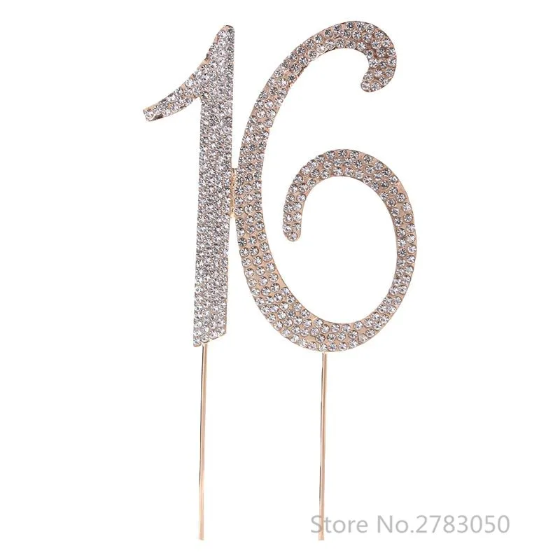 16 Gold Стразы № 15/16/18/21 торт Топпер для 15th 16th 18th 21th дня рождения, свадьбы, годовщины праздничный торт - Цвет: 16 Gold