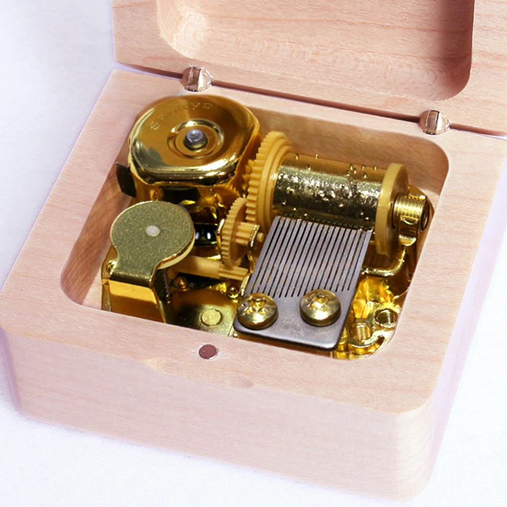 Rosiking Handmade Wooden You are my sunshine Music Box Wood Carved Mechanism Musical BoxGift For Birthday images - 6