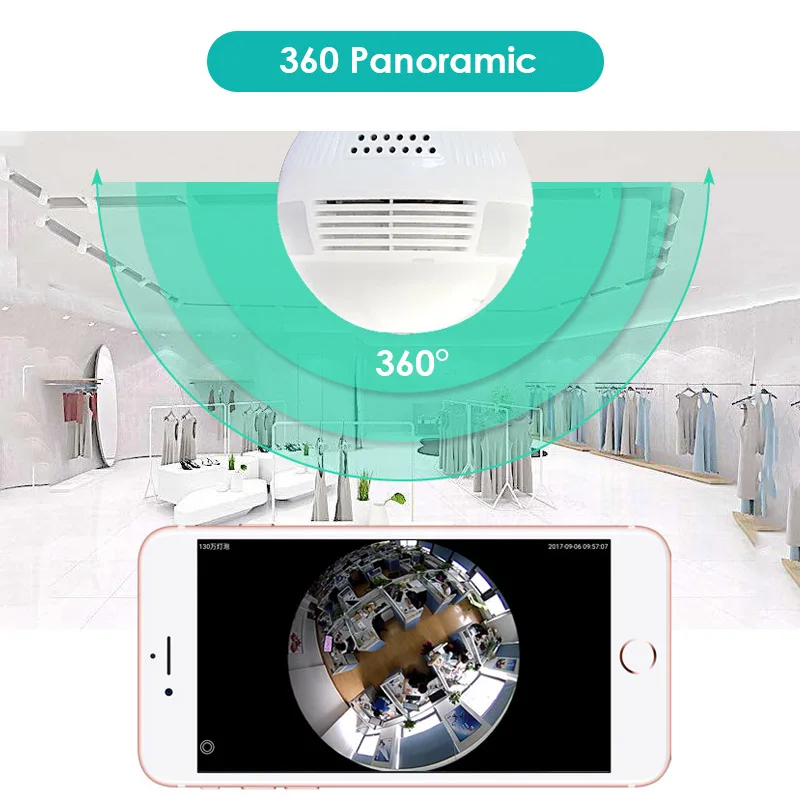 360 беспроводная панорамная видео камера Seguridad Casa WiFi Oculta IP Kamera VR рыбий глаз лампа детский монитор HD камера наблюдения