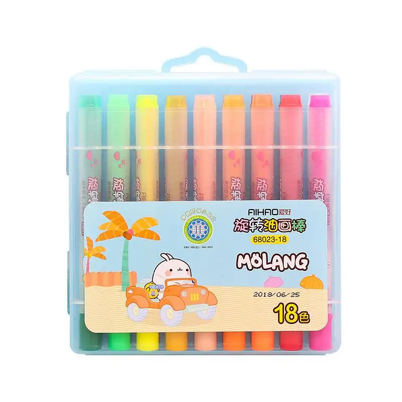 

12/18 Colors Rotating Oil Pastelrod Children Coloring Pen Toddler Graffiti Painting Crayon Brush