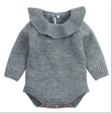 82W323 Gray Весенне-осенний милый комбинезон принцессы для малышей, Одежда для новорожденных, Детский комбинезон с длинными рукавами для девочек и мальчиков, вязаные Комбинезоны для младенцев - Цвет: 82W323 Gray