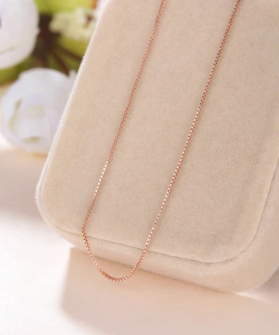 rose gold 1", 18" тонкое Настоящее 925 пробы Серебряное тонкое ожерелье с цепочкой для женщин девочек детей 40-45 см ювелирные изделия золото/серебро - Окраска металла: rose gold