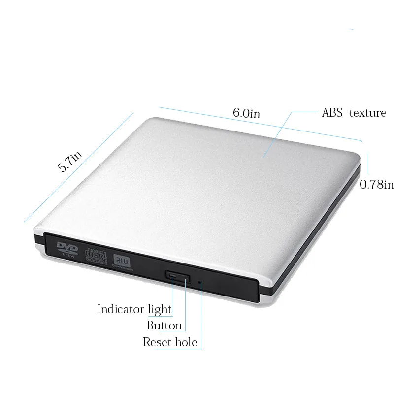 KuWfi Портативный внешний USB 3 0 DVD привод CD/ RW ГОРЕЛКА CD rom/DVD rom плеер для Windows 7/810/MAC OS