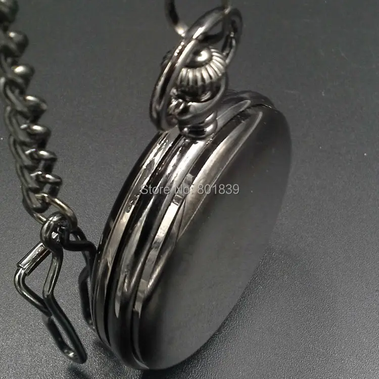 Элегантные Мужские кварцевые карманные часы с черным черепом розы цепочкой