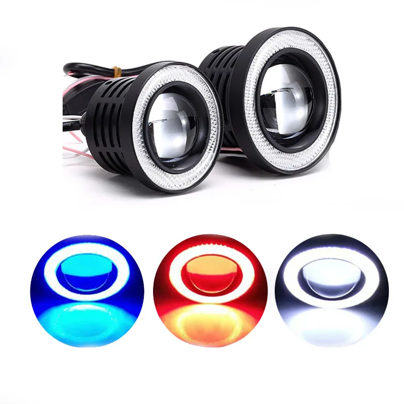 

2PCS Huiermeimi Car Fog Light With Lens Halo Angel Eyes Rings 12V 30W White Blue Red Yellow Green Super bright Road LED Fog Lamp