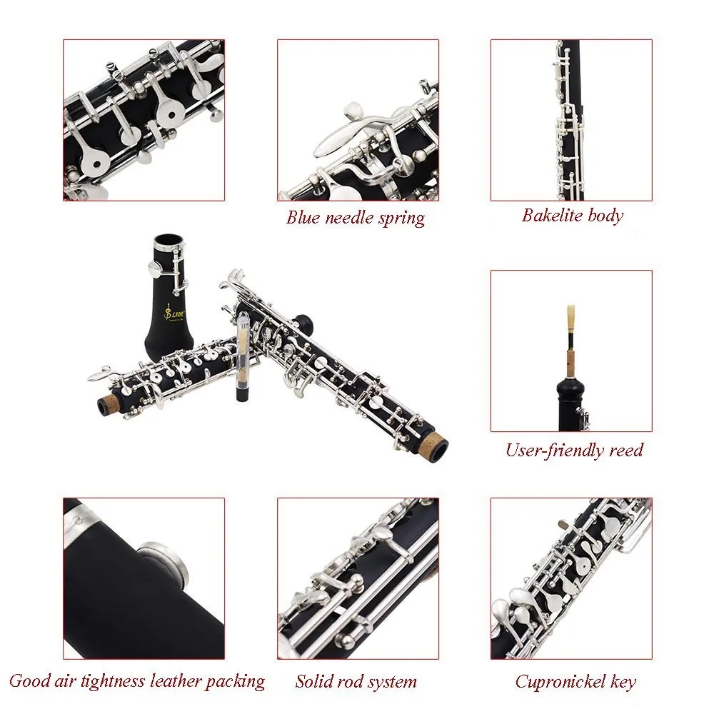 Профессиональный деревянный музыкальный инструмент Oboe C Key Cupronickel с серебряным