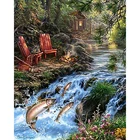 Алмазная вышивка сделай сам, круглая картина ручной работы с изображением рыбы, искусства вышивки, мозаика, украшение для дома