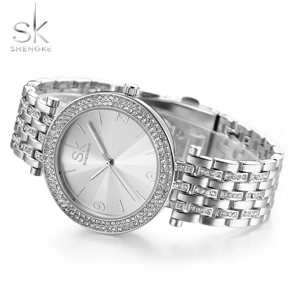 Shengke женские часы Роскошные Relogio Feminino розовое золото браслет Кварцевые модное