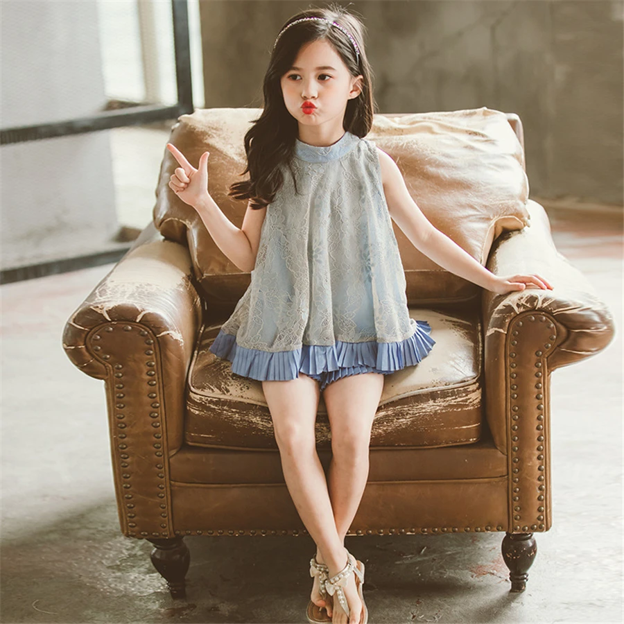 Платье принцессы элегантный кружевной комплект из 2 предметов футболка без