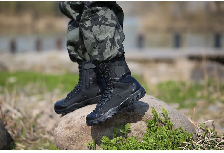 

Outdoor Men Tactical Anti-wear Boots Climbing Camping Male Ventilation High Tube Army Fans Non-slip Training Canvas Hiking Shoes