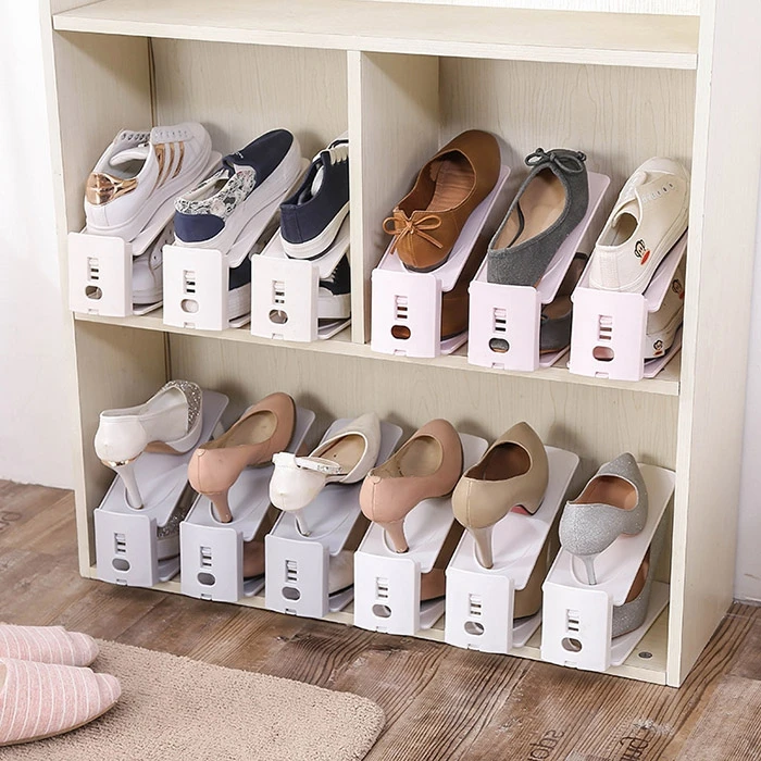 SN0086 Plain Adjustable Double Shoe Rack Portable Household Storage Racks For Storing Shoes Floor Type Home | Дом и сад