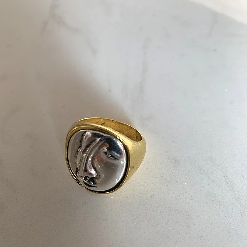 Винтажные большие круглые кольца с преувеличенным портретом индивидуальные