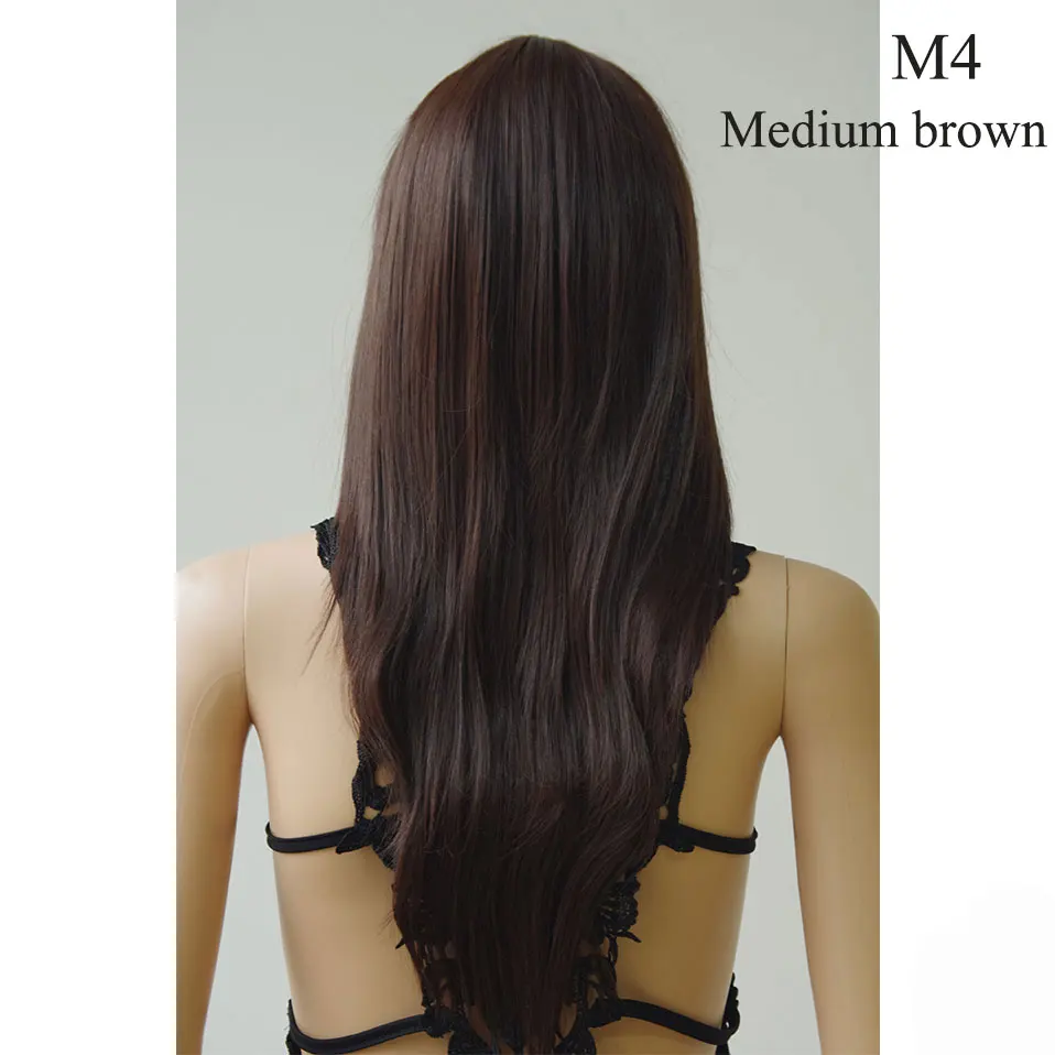 medium brown Snoilite, 23 дюйма, женский парик, Синтетические длинные прямые волосы, парики для женщин, повседневный костюм, платье, термостойкий, косплей, красный, коричневый - Цвет: medium brown