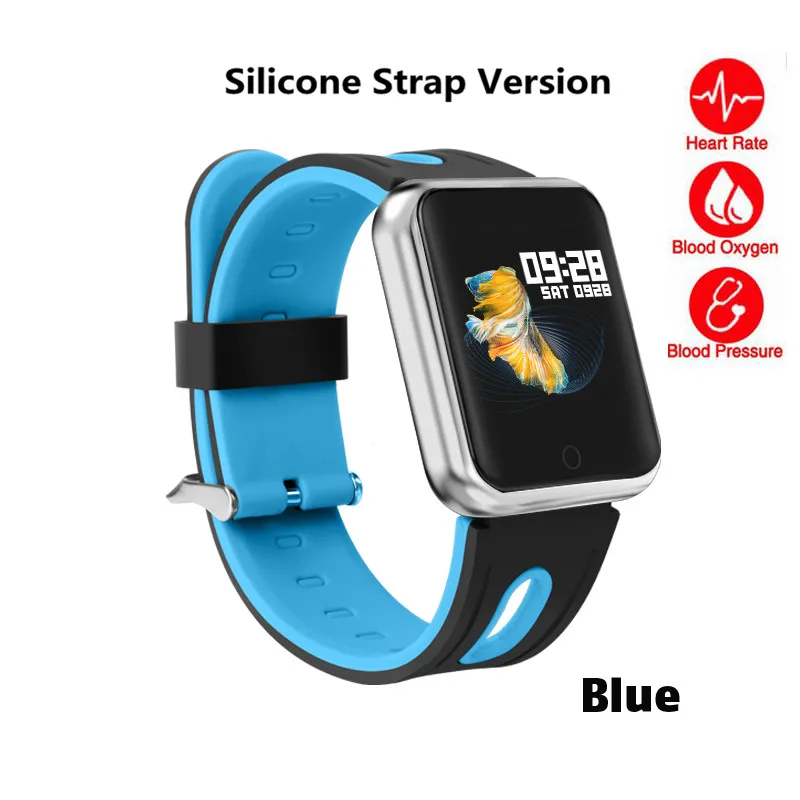 silicone blue P68 Смарт-часы браслет IP68 водонепроницаемый мульти-спортивный режим Браслет Смарт-напоминание Пульс смарт-браслет приложение многоязычный - Цвет: silicone blue