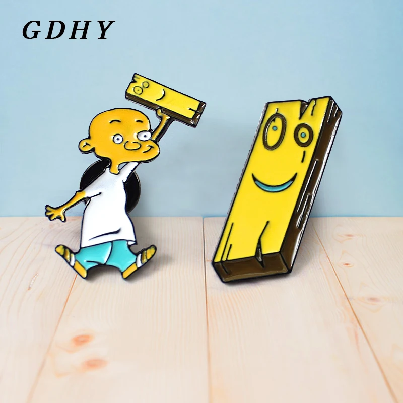 GDHY брошь Ed Edd и эмалевые булавки Jonny дощатый лысая деревянная доска для маленьких
