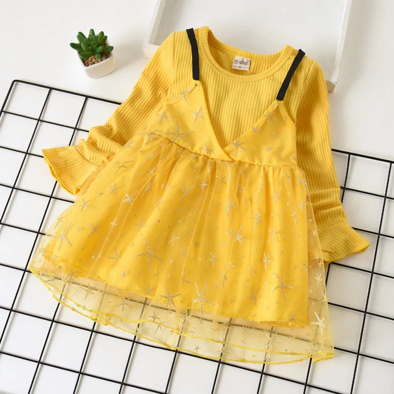 EABoutique baby girl dress spring autumn long sleeved mesh for 2-5 years Q0314 | Детская одежда и обувь