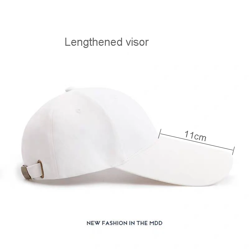 New Unisex Visor Hats Baseball Caps 11cm Women's Cotton Bone Snapback Hats Stylis Sun Hats Anti-UV Men White Caps Solid Color