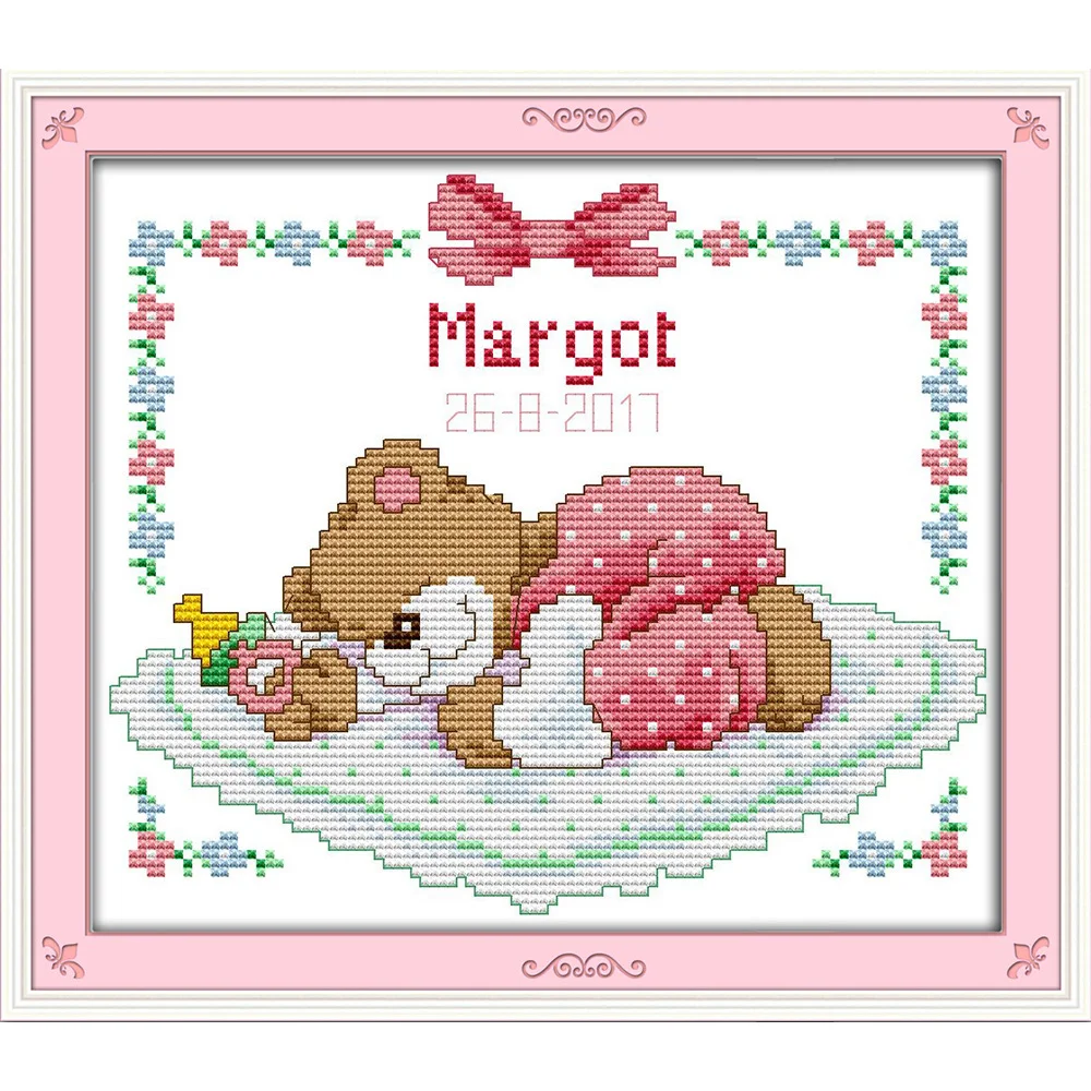 

Everlasting Love Sleeping Baby Bear Ecological Cotton Cross Stitch 11CT And 14CT Printed Christmas New Year